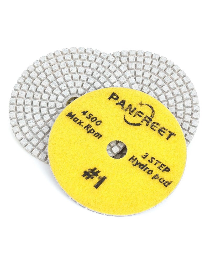 PANFREET 3 Step 4 Inch Diamond Polishing Pads,Wet/Dry Step 1 Granite Polish Pad for Granite Quartz Marble Concrete Terrazzo - Image 2
